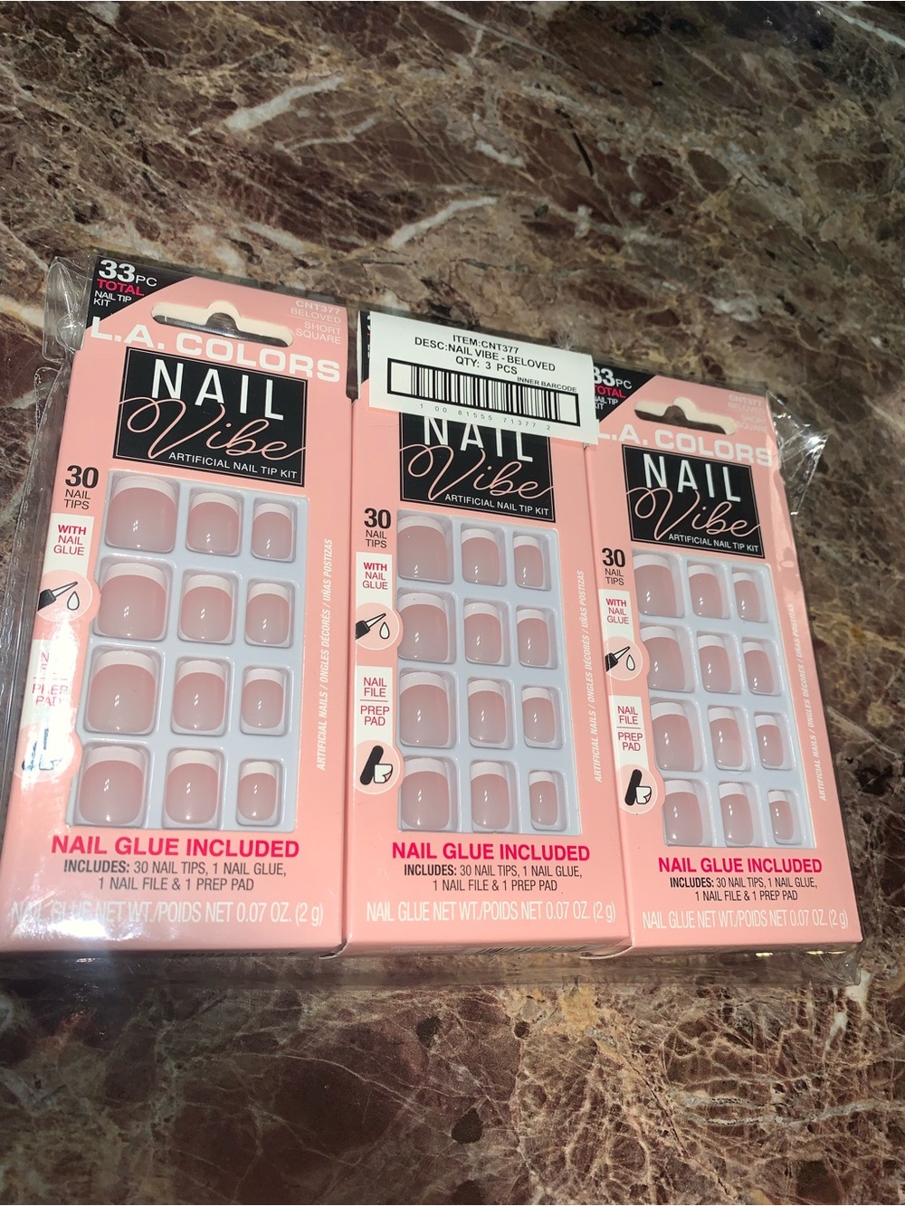 L.A. Colors Nail Vibe Artificial Nail Tip Kit - Pink (Set of 3)